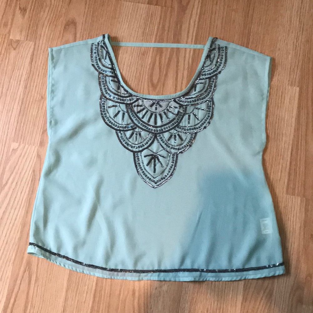 Beaded Mint Green Blouse - Picture 2 of 5